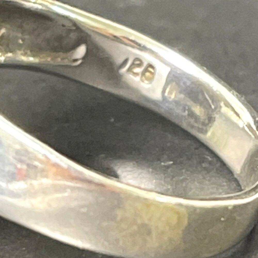 VTG Sterling Silver 925 Mother of Pearl Inlay Ring Iridescent Green White Sz 8.5 - Picture 7 of 15
